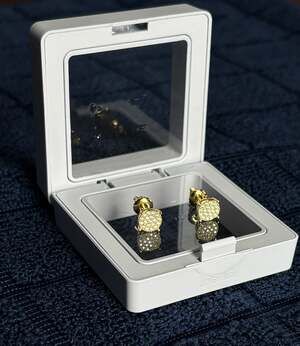 10K Yellow Gold Moissanite Cluster Round Stud Earrings with GRA Certification